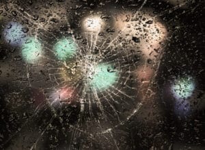 Rainy weather, the inscription on the sweaty broken glass question markRainy weather, raindrops on the sweaty broken glass